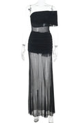 Elegant Strapless See Through Slim Maxi Dress