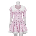 Short Sleeve Lace High Waist Mini Dress