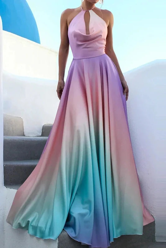Printed Off Shoulder Sleeveless Pleated Maxi Dress