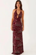 Hollow Out Backless Sleeveless Bodycon Maxi Dress