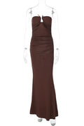 Off-shoulder Strapless Sleeveless Backless Bodycon Maxi Dress