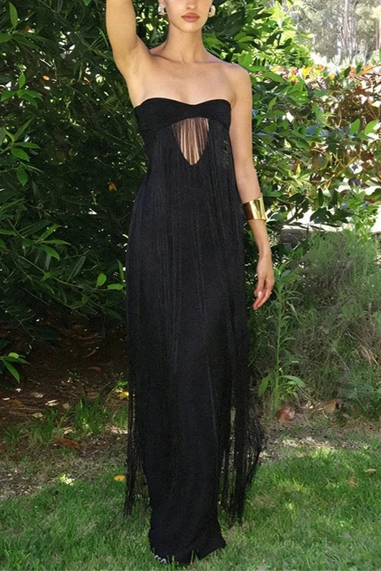Hollow Out Off Shoulder Fit Sleeveless High Waist Maxi Dress