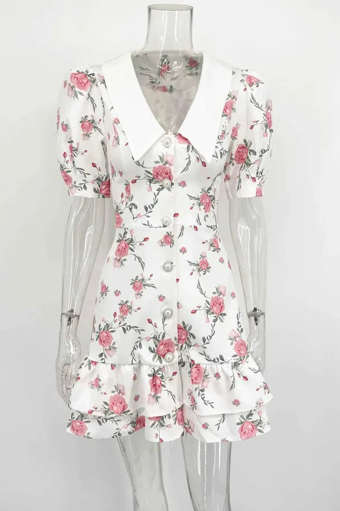 Printed Short Sleeve Patchwork Bodycon Mini Dress