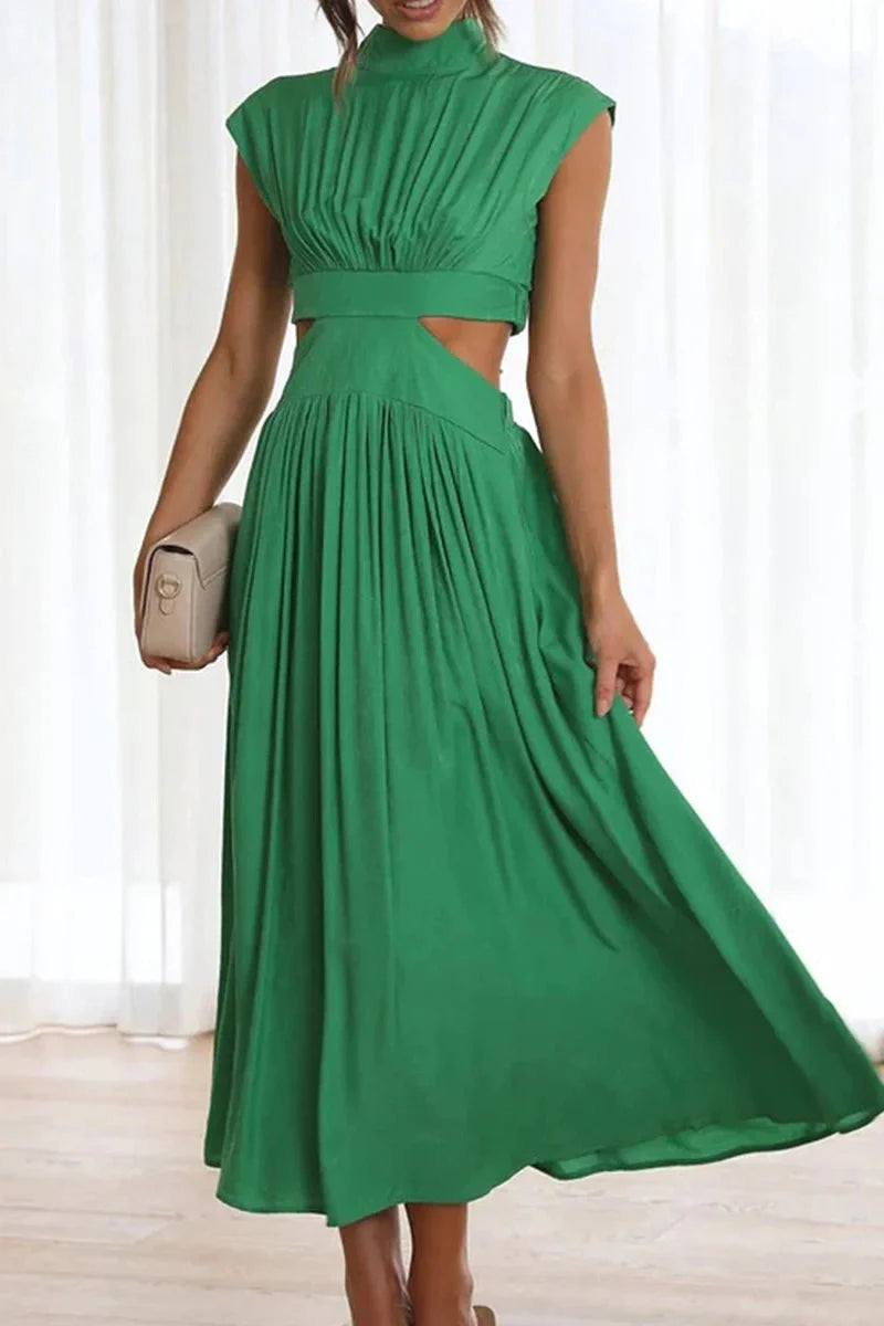 Hollow-Out Sleeveless Loose Maxi Dress