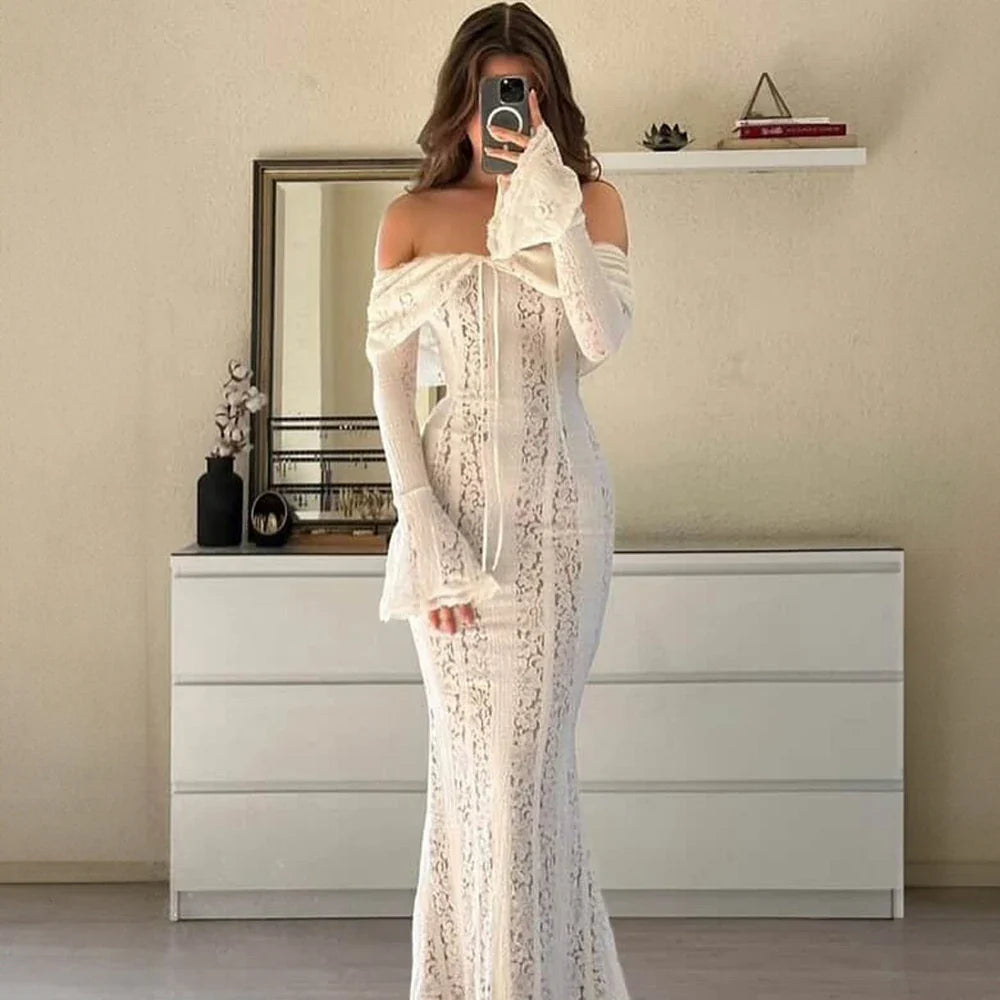 Hollow Out Long Sleeve Bodycon Maxi Dress