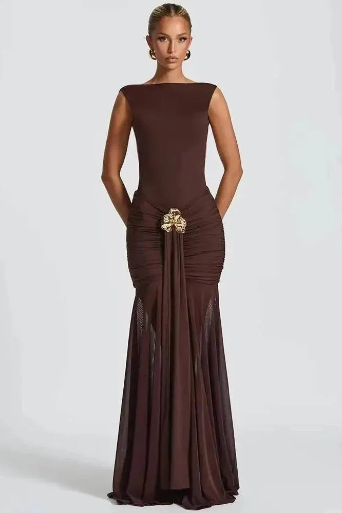 Elegant Backless Sleeveless Bodycon Maxi Dress