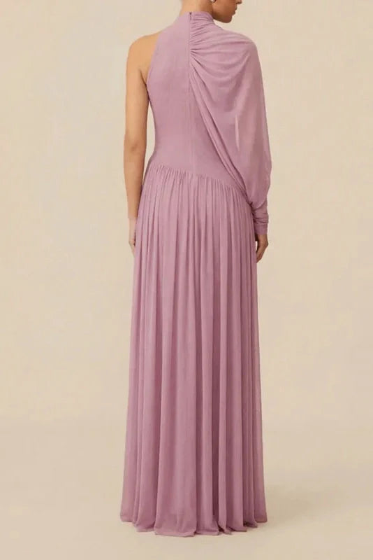 Hollow Out Pleated Slim Maxi Dress