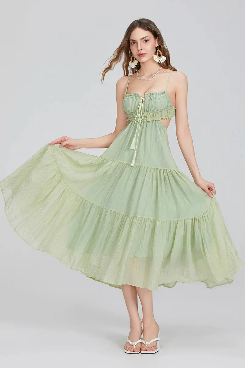 Elegant Sleeveless High Waist Midi Dress