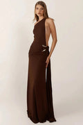 One Shoulder Backless Sleeveless Maxi Dress
