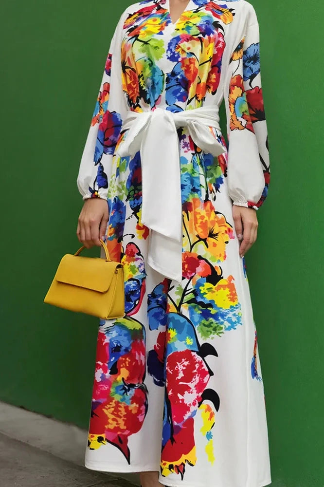 Elegant Loose Pleated Long Sleeve Maxi Dress