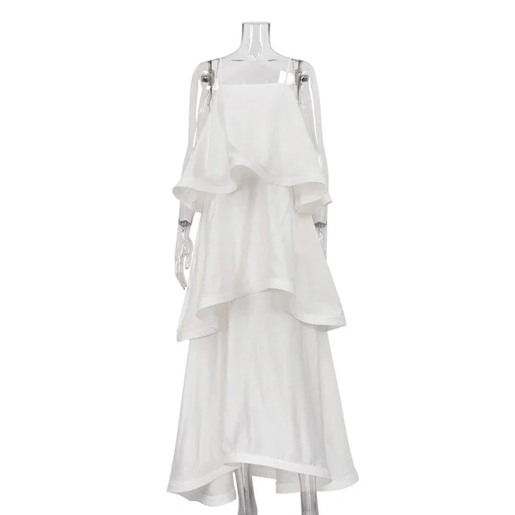 Sleeveless A-Line Pleated Loose Maxi Dress