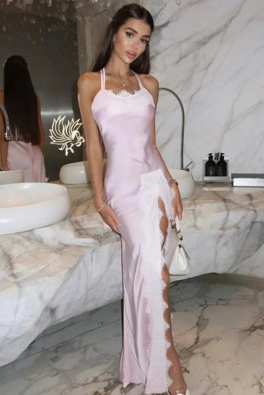 Elegant Slit Backless Loose Lace-Up Sleeveless Maxi Dress