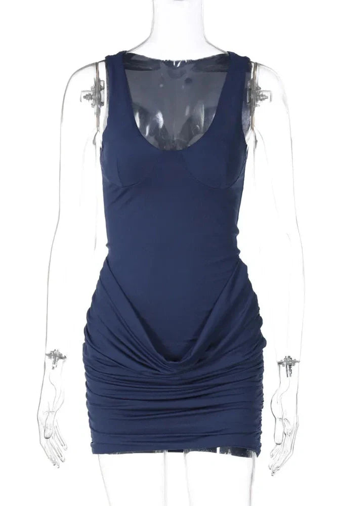 Sleeveless U Neck Bodycon Mini Dress