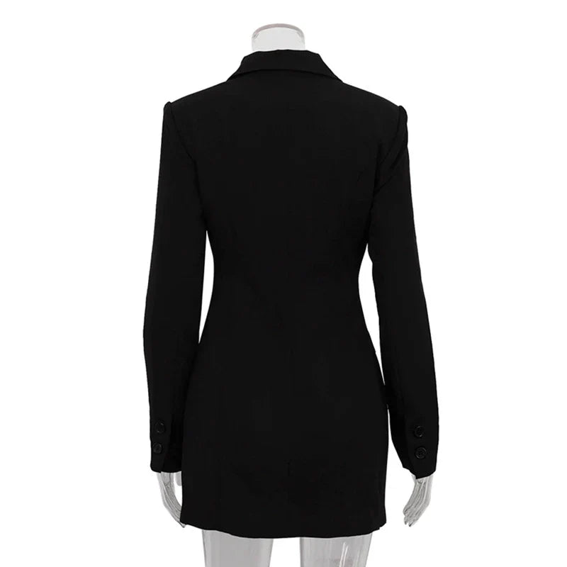 Long Sleeve Slim Single Breasted Mini Dress