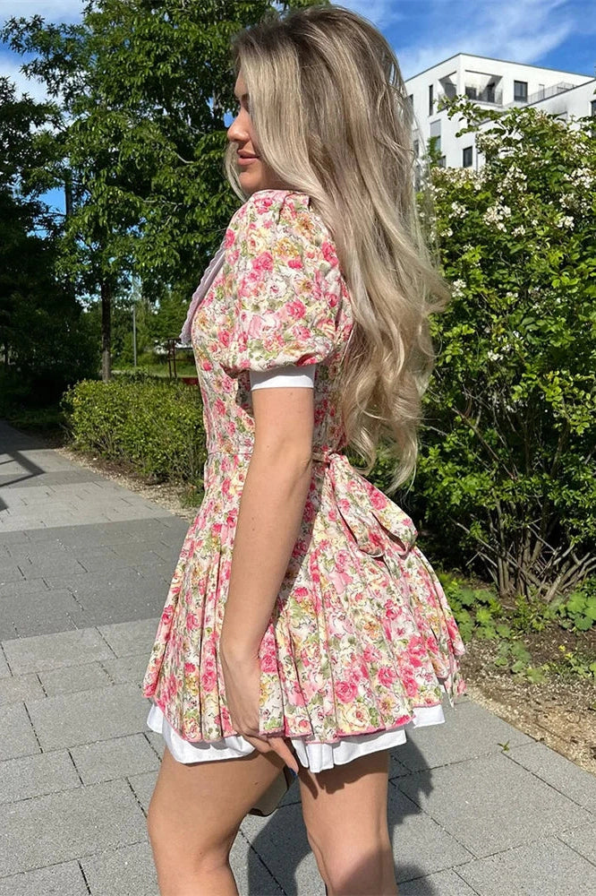 V-Neck High Waist Patchwork Slim Bodycon Mini Dress