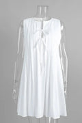 Elegant Loose Pleated Lace-Up Mini Dress