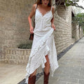 Lace Patchwork Backless Lace-Up High Waist Maxi Dress