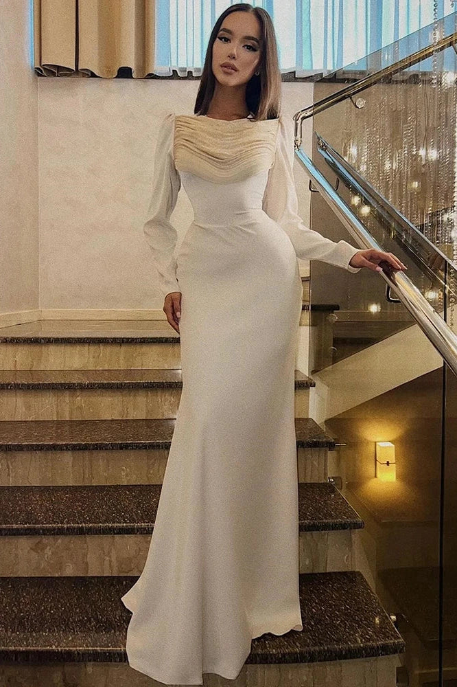 O-Neck Long Sleeve High Waist Maxi Dress