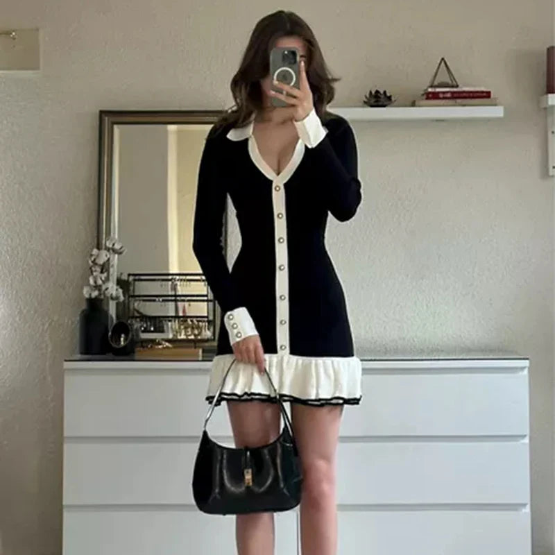 Elegant Backless Lace-Up Mini Dress