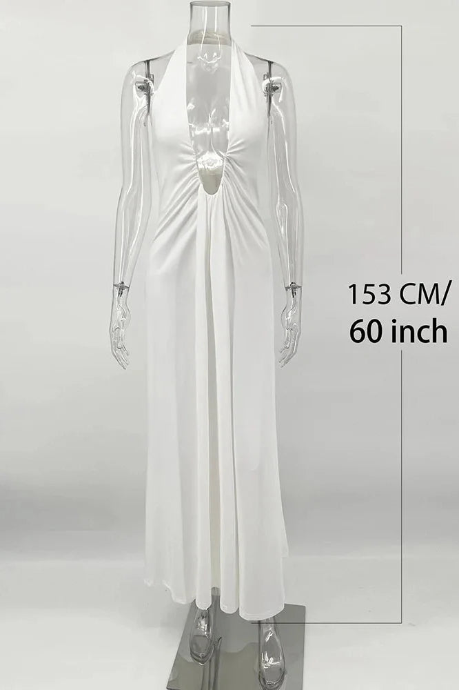 Elegant Deep V Neck Slim Sleeveless Maxi Dress