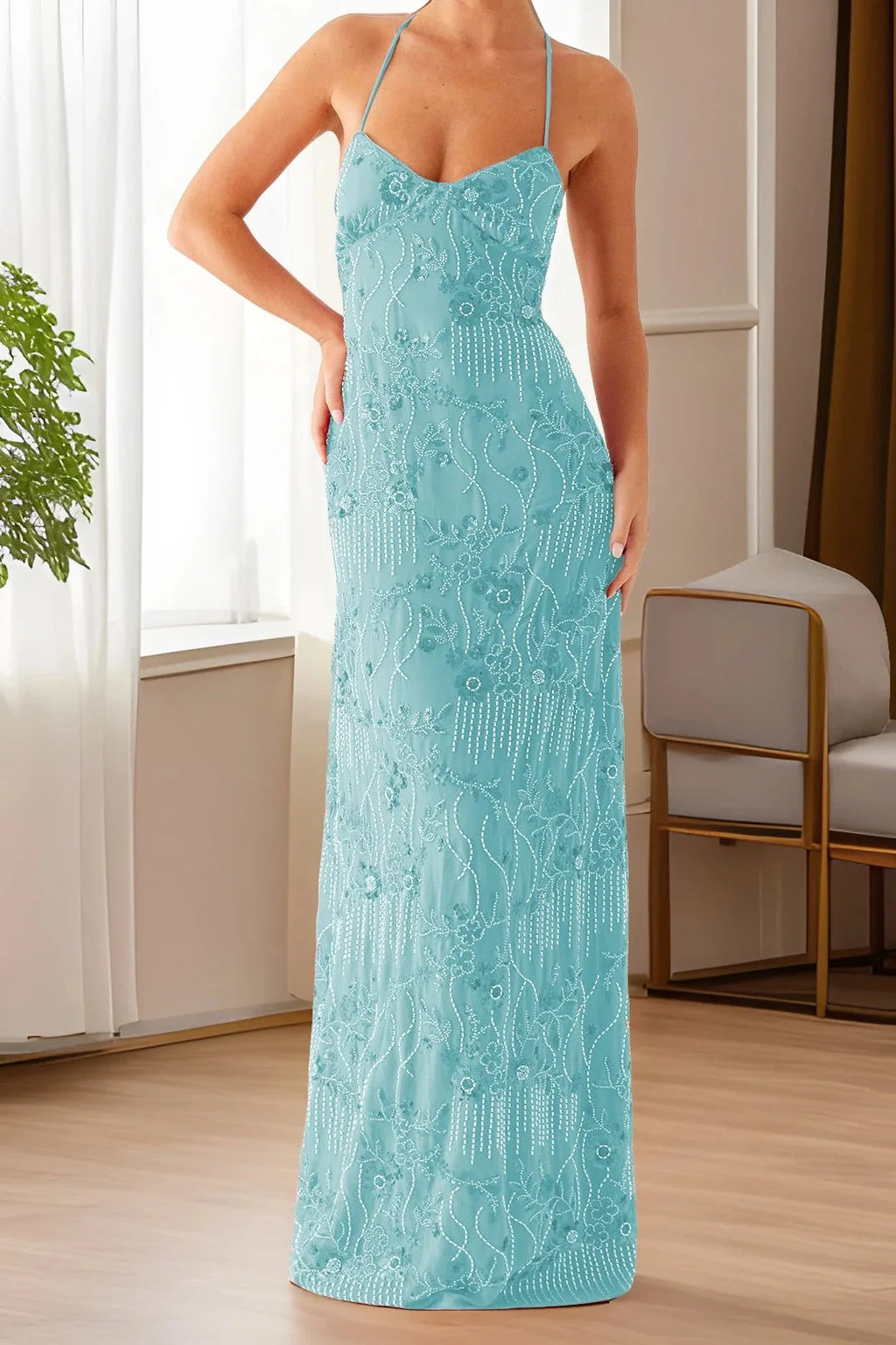 Sleeveless Backless Spaghetti Strap Maxi Dress