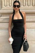 Off-Shoulder Bodycon Backless Sleeveless Midi Dress