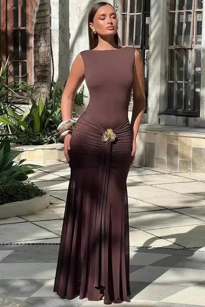 Elegant Backless Sleeveless Bodycon Maxi Dress