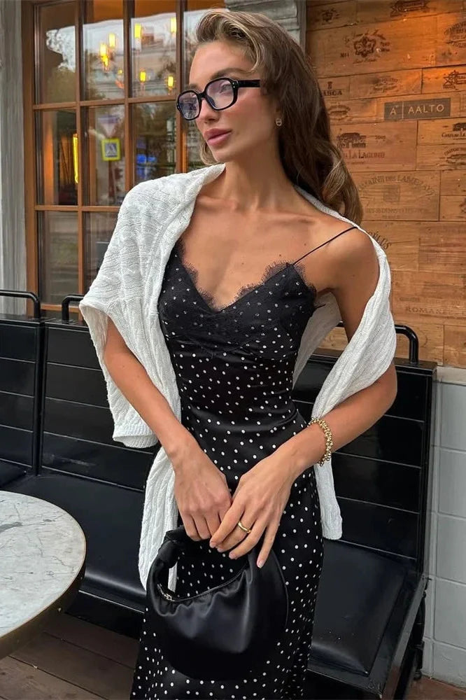 Lace V-Neck Backless High Waist Midi Dress