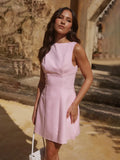 Elegant Sleeveless Backless High Waist Mini Dress