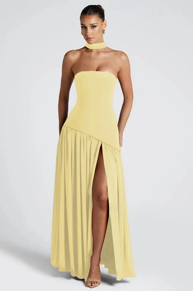 Elegant Backless Strapless Bodycon Maxi Dress