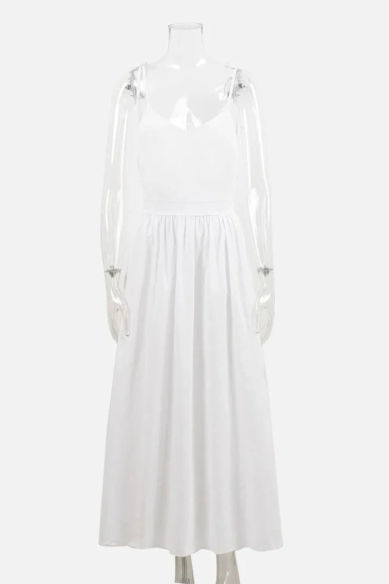 Elegant Backless V Neck Midi Dress