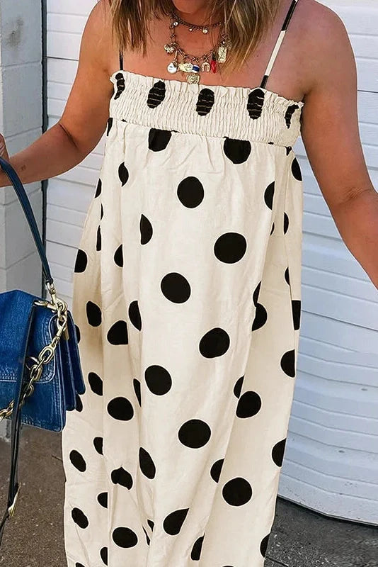 Backless Sleeveless Loose Pleated Printed Maxi Dress