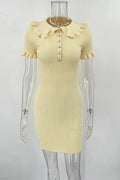 Short Sleeve High Waist Knitted Slim Fit Mini Dress