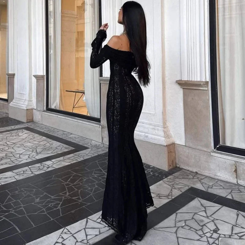 Hollow Out Long Sleeve Bodycon Maxi Dress