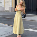 Elegant Square Neck Backless High Waist Sleeveless Maxi Dress