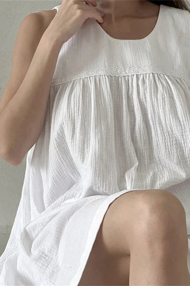 Sleeveless High Waist Pleated Patchwork Mini Dress