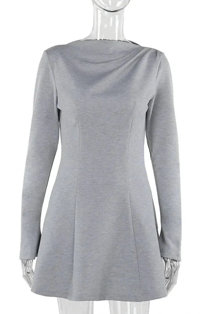 Elegant Slim Long Sleeve High Waist Mini Dress