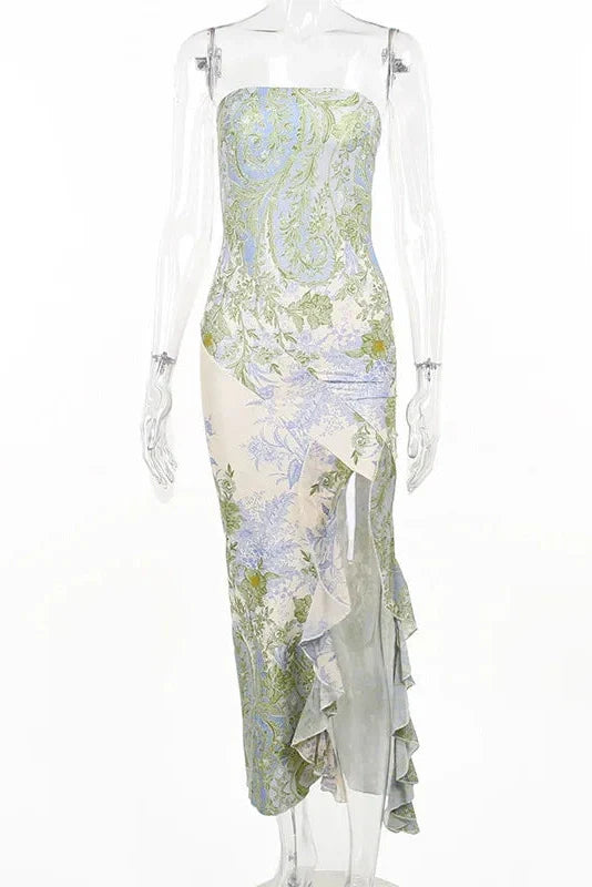 Strapless Off-shoulder Sleeveless Backless Maxi Dress