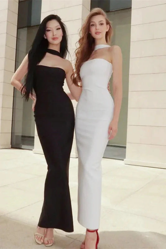 Off-Shoulder Strapless Sleeveless Backless Bodycon Maxi Dress