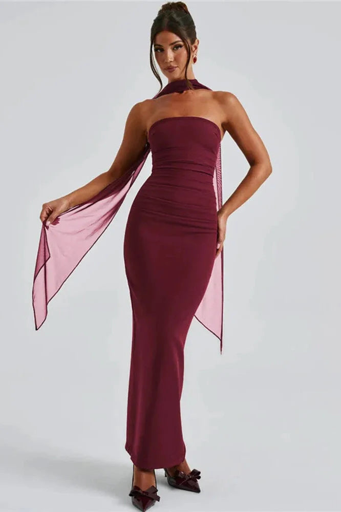 Strapless Off-shoulder Bodycon Backless Maxi Dress