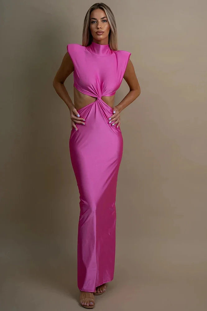 Hollow Out Sleeveless Bodycon Maxi Dress