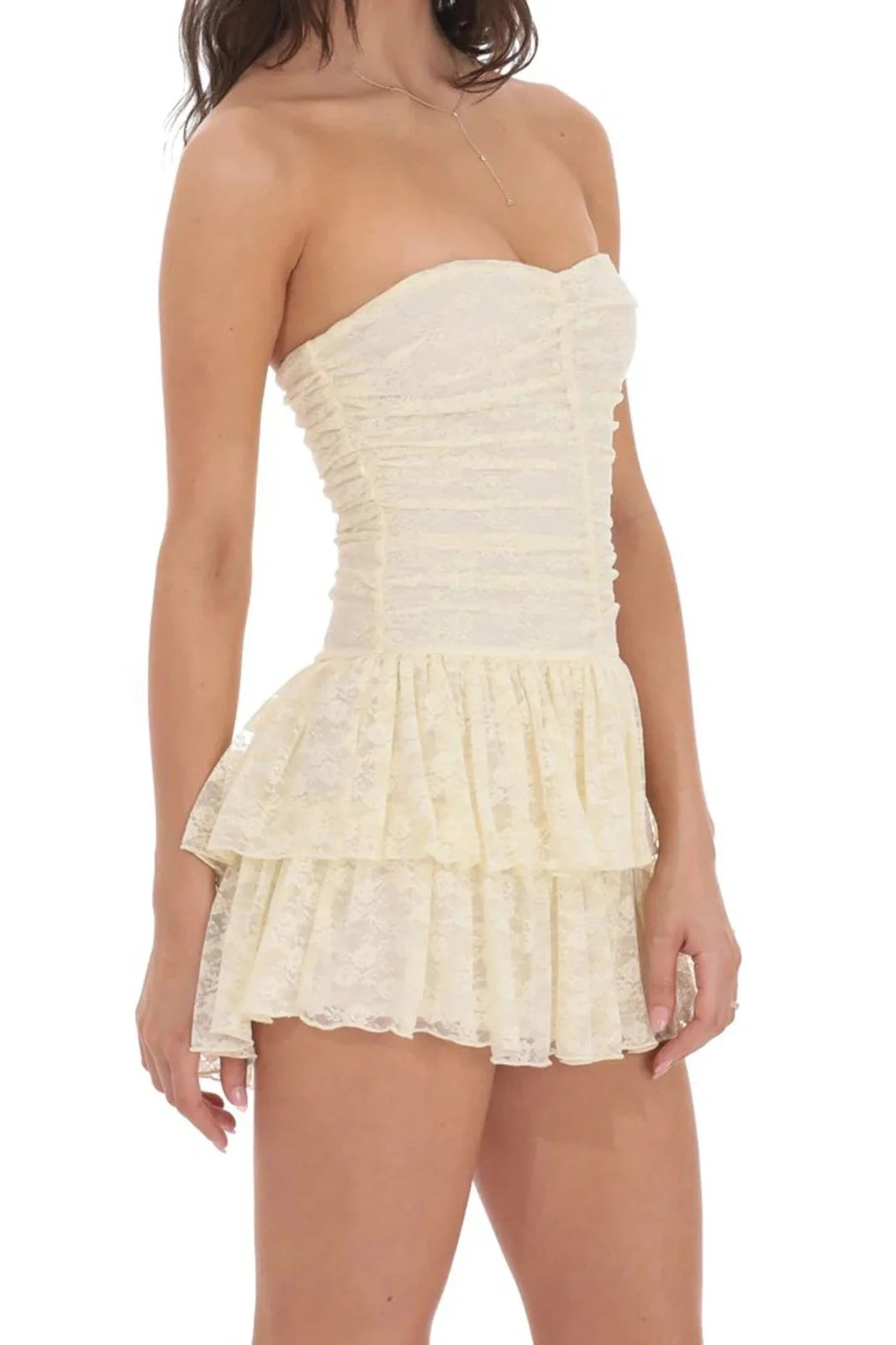 Lace Strapless A-Line Mini Dress