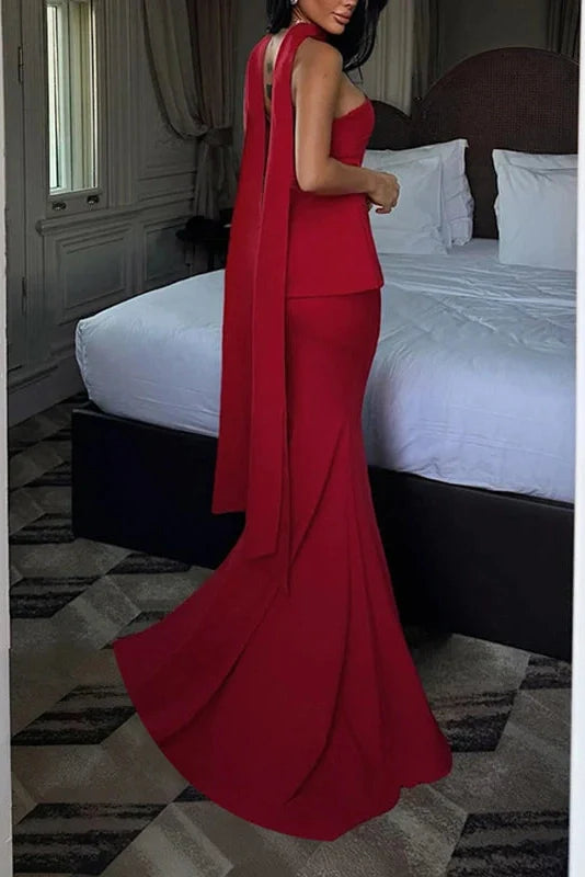 Elegant Off-Shoulder Fit Maxi Dress