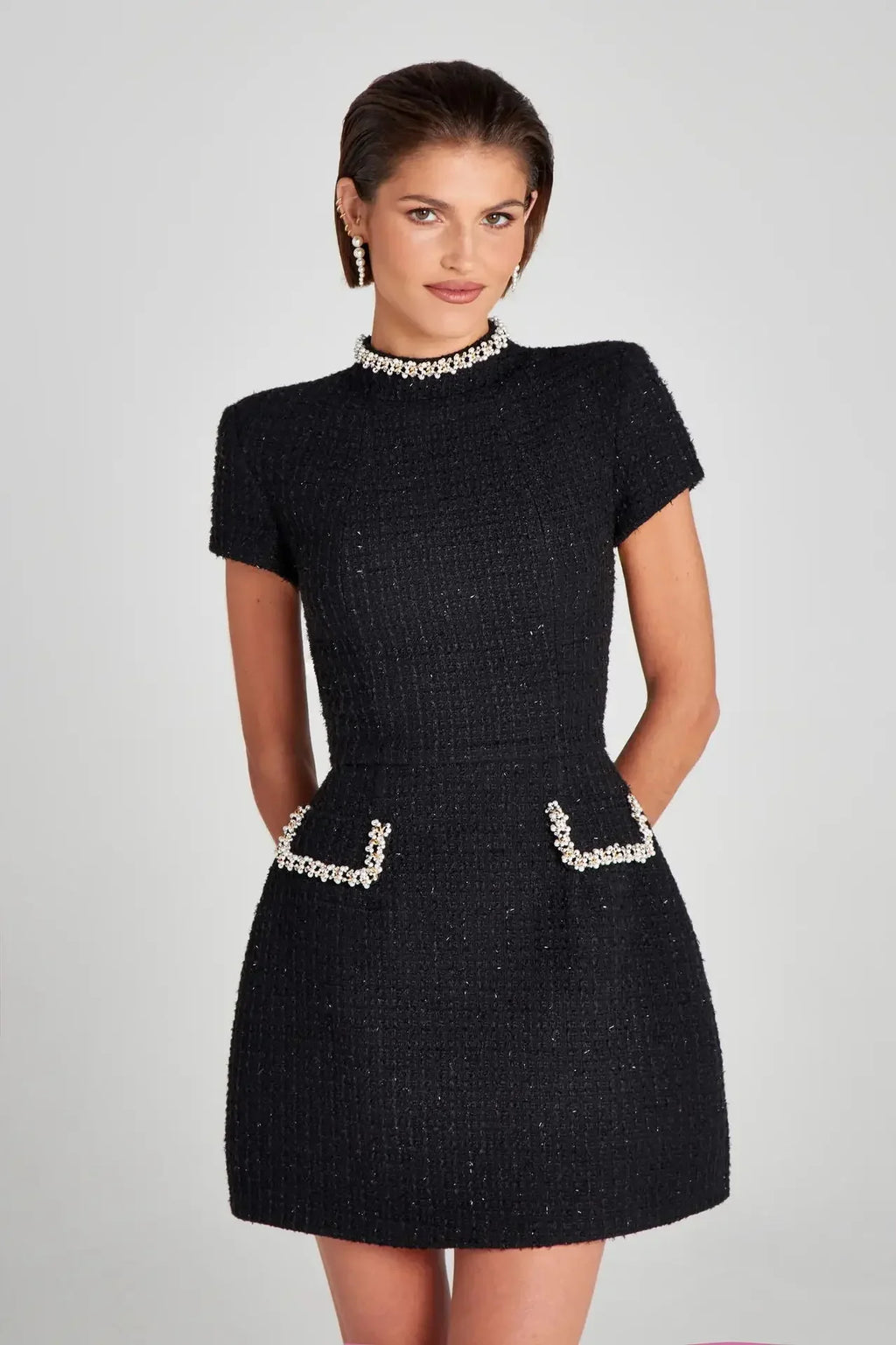 Round Neck Short Sleeve Bodycon Patchwork Mini Dress