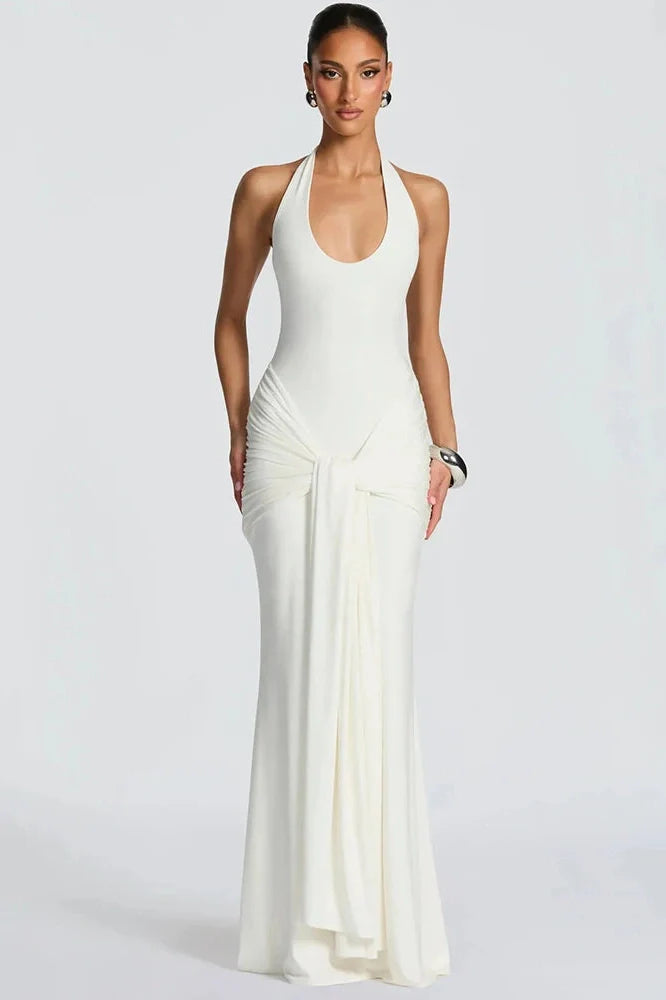 Backless V Neck Sleeveless Bodycon Maxi Dress