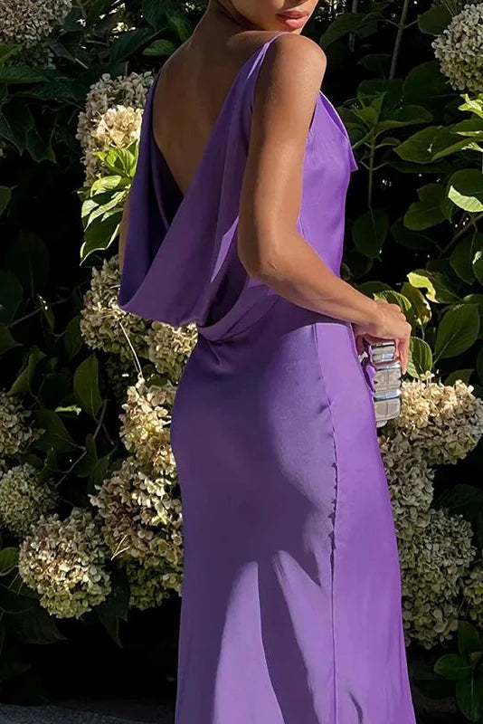 Hollow Out High Waist V-Neck Backless Slim Maxi Dress