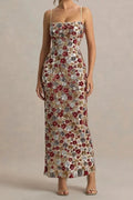 Elegant Backless Sleeveless Floral Printed Maxi Dress