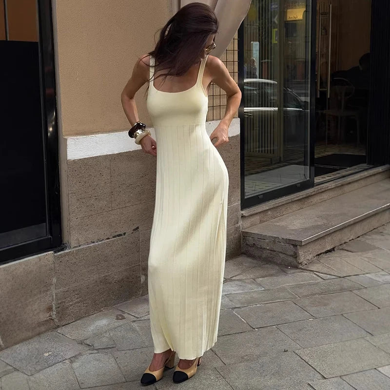 Knitted Sleeveless Slim Maxi Dress