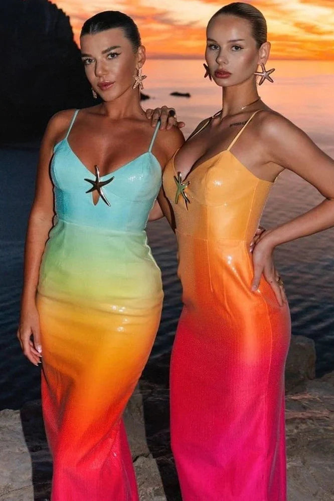 Spaghetti Strap Sleeveless Backless Maxi Dress