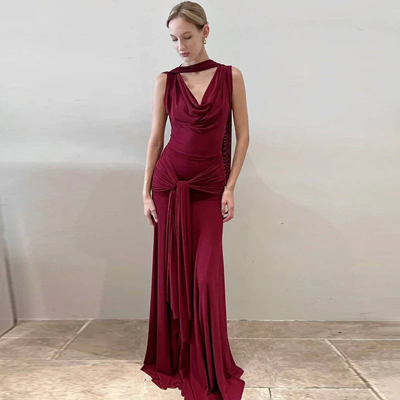 Backless Bodycon Lace Up Sleeveless Maxi Dress